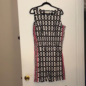 Gretchen Scott Designs Black and White Dress with Pink Accents